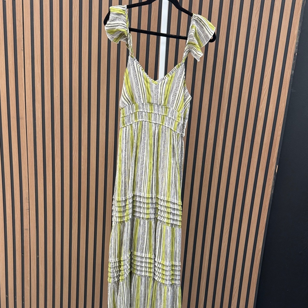 Chic Striped Maxi Dress in Green and White